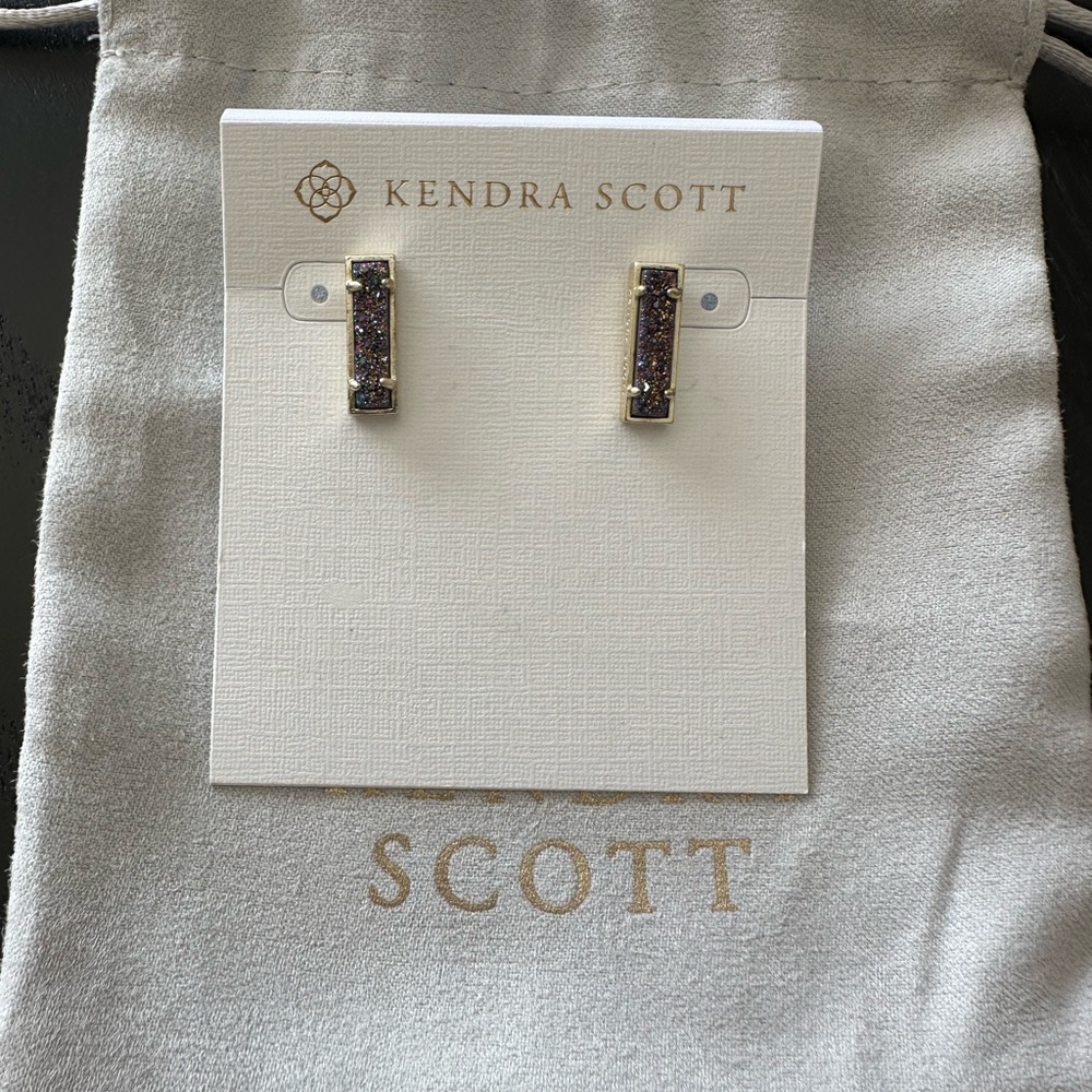Kendra Scott Lady Gold and Purple Drusy Earrings